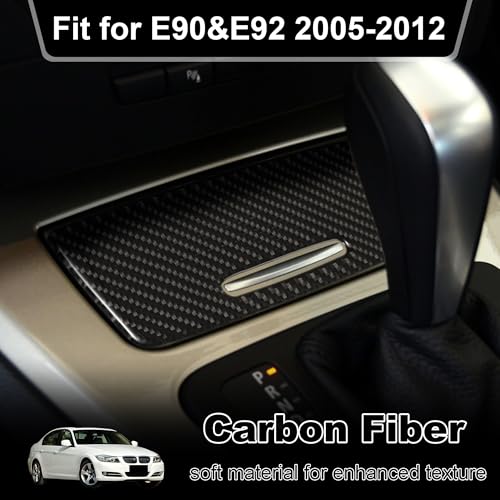 WINKA Carbon Fiber Interior Compatible with BMW 3 Series E90 328i 325i 330i Car Center Storage Box Panel Cover E92 E93 318i 320i 335i Cigarette Lighter Panel 2006-2012 Trim Central Console Accessories