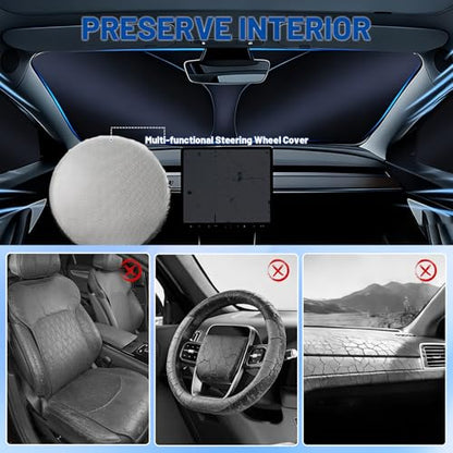 for Fo-rd E-Series 1992-2026 Front Windshield & Side Window Covers, Foldable 3-Piece Window Shades Set, Custom Fit Sunshade Visor for UV Rays & Heat Block, Cargo Van Accessories - size: Fit for Ford E-Series 1992-2026