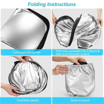 XHRING Windshield Sun Shade Custom Fit for Jeep Wrangler JL 2000-2026 JK Gladiator Rubicon Sahara 4XE JKU Sport S Mojave X TJ Accessories, Front Window Sunshade Sun Visor Shield for Wrangler Gladiator