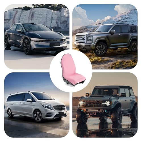 Waterproof Towel Car Seat Cover, Sweatproof Non Slip Towel Carseat Cover, Machine Washable Vehicle Bucket Frontseat Protector Accessories, Universal for SUV, Sedan, Truck (Pink) - color: Pink