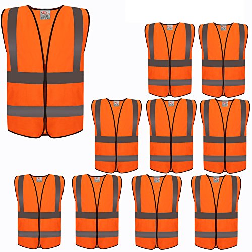 zojo High Visibility Reflective Vests,Adjustable Size,Lightweight Mesh Fabric, Wholesale Safety Vest for Outdoor Works - color: Orange