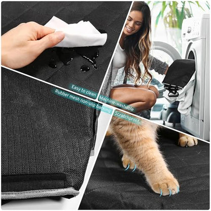 Dog Car Seat Cover Compatible with GMC Terrain Canyon Elevation Denali AT4 Back Seat Accessories 2000-2025 2026, Waterproof SUV Pet Bench Backseat Covers with Non-Slip Backing - Black Grey