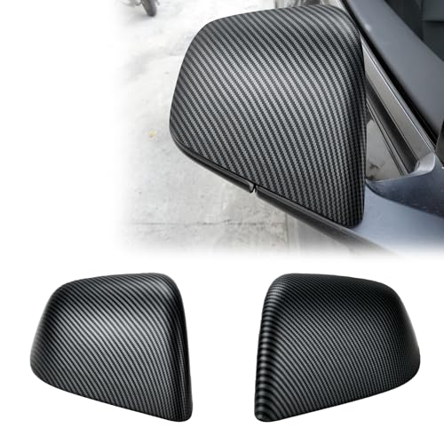 Side Mirror Caps Cover Compatible with Tesla Model Y 2021 2022 2023 2024 Matte Carbon Fiber Mirror Covers - color: Model Y Matte Carbon Fiber Mirror Covers