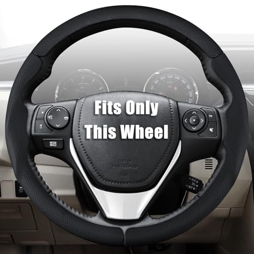 Aimato Customized Steering Wheel Cover for Toyota Corolla 2014-2019 / RAV4 2013-2018, Thin,Anti-Slip,Scratch-Resistant Exclusive Car Accessory for Toyota, Nappa Black - color: Nappa Black, size: For Corolla 2014-2019/RAV4 2013-2018