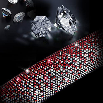 CAR PASS Bling Diamond Leather Steering Wheel Cover, Bling Sparkly Crystal Glitter Rhinestones Universal Fit 14" 1/2-15" Car Wheel Protector for Women Girl Fit Suvs,Vans,Sedans,Trucks, Red Silver - color: Red Silver Diamond