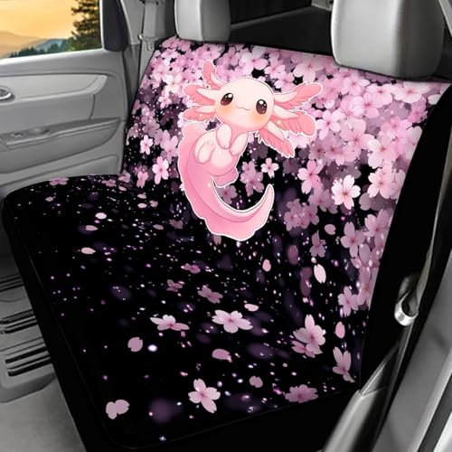 Axolotl Car Bench Seat Cover Cherry Blossom Pink Car Accessories for Women Cute Rear Seat Covers for Trucks SUV Backrest Protector - color: 1 Axolotl Sakura