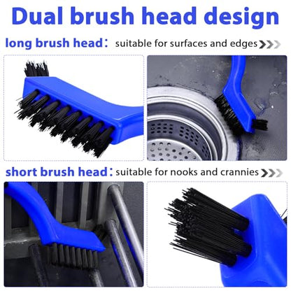 Reallnaive 50 Pcs Nylon Cleaning Brushes Bulk 7 Inch Blue Nylon Brushes with Curved Handle Grip for Deep Cleaning Small Parts Rust Dirt Paint Scrubbing, Removal Surface in Hole - color: Blue