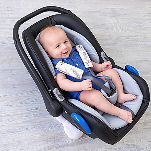 DILIMI Baby Car Seat Neck Cover, 2Pcs Car Seat Belt Cover Pad, Shoulder Strap Protectors, Seat Belt Covers Cushion for Boy Girl (Leaf) - color: Leaf