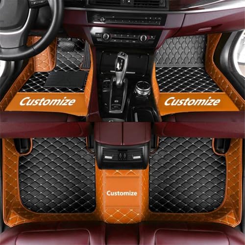 Custom Personalized Floor Mats for Cars，Luxury Full Coverage All Car Floor Mats，Anti-Slip Leather Car Mat Set ，Custom Floor Mats for 99% of Cars, Trucks & SUVs (Edge Orange, Middle Black, Beige) - color: Edge Orange, Middle Black, Beige