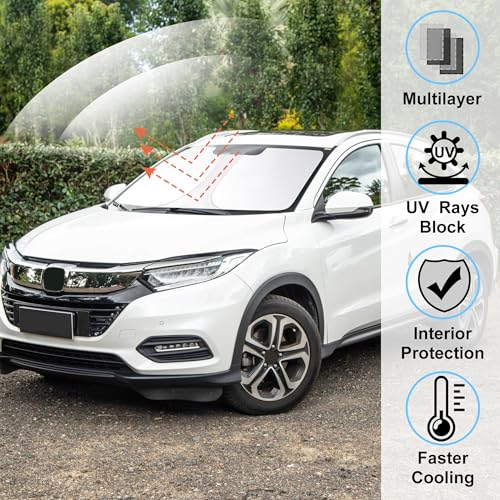 Windshield Sun Shade for Honda HRV 2016 2017 2018 2019 2020 2021 2022 HR-V Accessories Foldable Sunshade Sun Blocker Comes with Storage Bag - size: Fit Honda HRV 2016-2022