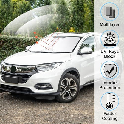Windshield Sun Shade for Honda HRV 2016 2017 2018 2019 2020 2021 2022 HR-V Accessories Foldable Sunshade Sun Blocker Comes with Storage Bag - size: Fit Honda HRV 2016-2022
