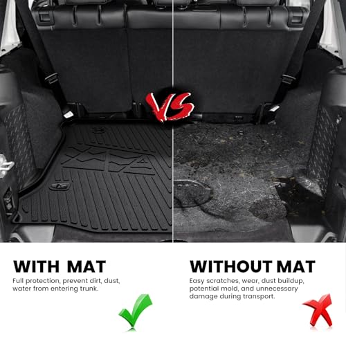 LASFIT Trunk Mat for Jeep Wrangler 2011-2018 JK Unlimited 4-Door Without Subwoofer (NOT for JL or 2-Door) All Weather TPE Custom Fit Cargo Mat Trunk Liner Cargo Liner, Black - style: Wrangler JK 2011-2018 Cargo Mat