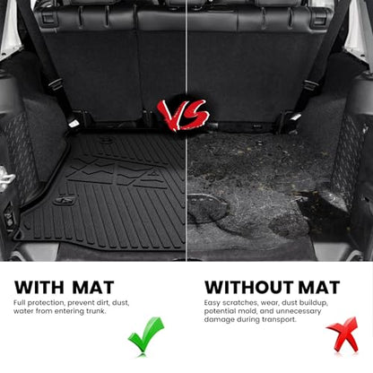 LASFIT Trunk Mat for Jeep Wrangler 2011-2018 JK Unlimited 4-Door Without Subwoofer (NOT for JL or 2-Door) All Weather TPE Custom Fit Cargo Mat Trunk Liner Cargo Liner, Black - style: Wrangler JK 2011-2018 Cargo Mat