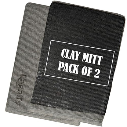 Pack of 2 Clay Mitt Auto Detailing Medium Grade Clay Bar Alternative Mitt for Flawless Removal of Surface Bonded Micro Contaminant (Gray) - color: Gray