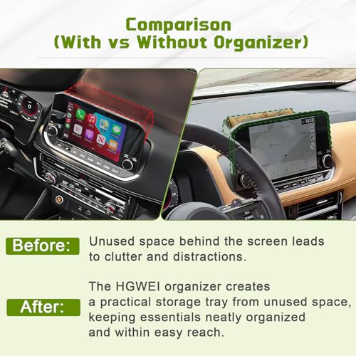 HGWEI Dash Storage Tray Compatible with 2021-2023 Nissan Rogue SL/Platinum Interior Accessories Center Console Dashboard Organizer Mount Holder Storage Tray Behind Screen (ONLY for 9 Inch), Black