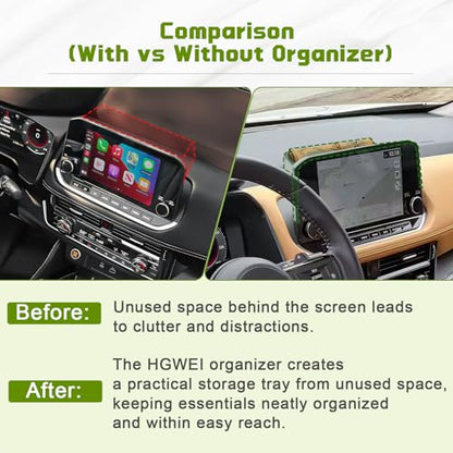 HGWEI Dash Storage Tray Compatible with 2021-2023 Nissan Rogue SL/Platinum Interior Accessories Center Console Dashboard Organizer Mount Holder Storage Tray Behind Screen (ONLY for 9 Inch), Black