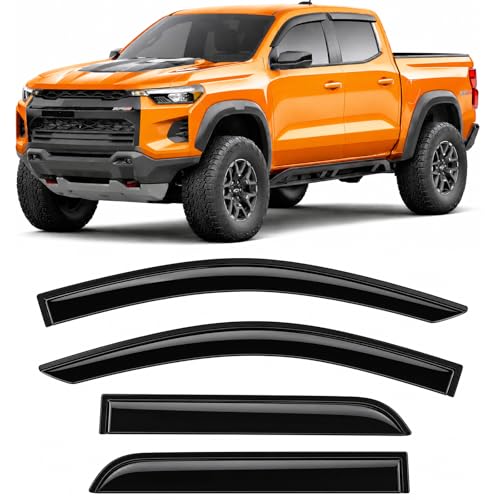 2023-2026 Tape-On Rain Guards for Chevrolet Chevy Colorado & GMC Canyon Side Window Visor Deflectors Extra Thick Shade 2024 2025 - size: For Chevy Colorado & for GMC Canyon 2023-2026