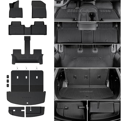 Floor Mats for 2026 Hyundai Palisade 7/8 Seat (Only Gas), All Weather TPE Black Cargo Mat with 3rd Seat Back Cover and Lower Trunk Mat for 2026 Hyundai Palisade Calligraphy Accessories - size: For Hyundai Palisade Gas Floor Mats Set 2026