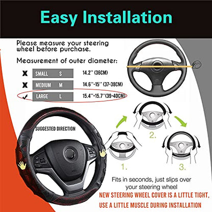 PINCTROT Large Size Steering Wheel Cover Great Grip with 3D Honeycomb Anti-Slip Design, 15.5-15.75 Inch (Wine Red) - color: 1.Wine Red, size: Large Size[15 1/2''-15 3/4'']