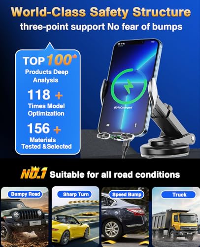Wireless Car Charger,Mosurr 15W Auto Clamping Phone Holders for Your car fit for iPhone 16 15 14 Mini Pro Max, Samsung Galaxy S25 Ultra S24 S23+, etc, Fathers Day for Gifts (Sliver) - color: silver