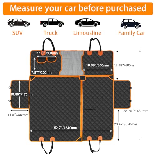RUTU Back Seat Extender for Dogs, Large Space, Heavy Duty Waterproof Dog Car Seat Cover Fits Middle Armrest for Cars,SUVS & Small Trucks,Non-Slip Durable Soft Back Seat Covers