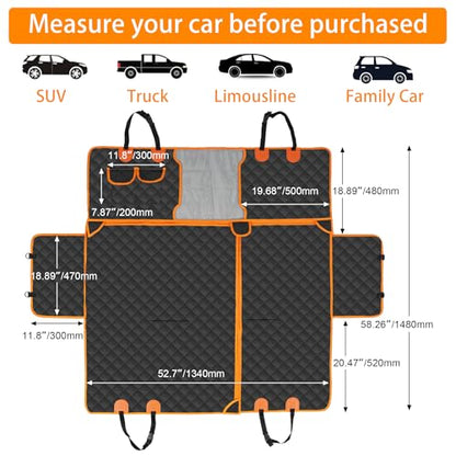 RUTU Back Seat Extender for Dogs, Large Space, Heavy Duty Waterproof Dog Car Seat Cover Fits Middle Armrest for Cars,SUVS & Small Trucks,Non-Slip Durable Soft Back Seat Covers
