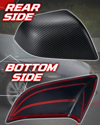 Side Mirror Caps Cover Compatible with Tesla Model 3 2017 2018 2019 2020 2021 2022 2023 2024 2025 Matte Carbon Fiber Mirror Covers - color: Model 3 Matte Carbon Fiber Mirror Covers