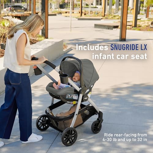 Graco® Modes Pramette Travel System, Includes Baby Stroller with True Pram Mode, Reversible Seat, One Hand Fold, Extra Storage, Child Tray and SnugRide 35 Infant Car Seat, Ontario - color: Ontario, style: No Style Name