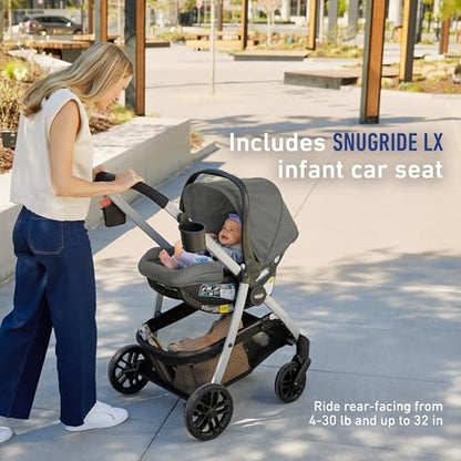 Graco® Modes Pramette Travel System, Includes Baby Stroller with True Pram Mode, Reversible Seat, One Hand Fold, Extra Storage, Child Tray and SnugRide 35 Infant Car Seat, Ontario - color: Ontario, style: No Style Name