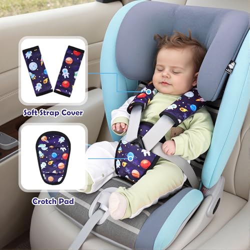 3 Pcs Car Seat Stroller Straps Pads for Baby, Newborn Soft Shoulder Strap and Crotch Covers, Universal Shoulder Straps Pads for Car Seat, Pushchair, High Chair (Starry Sky) - color: Starry Sky