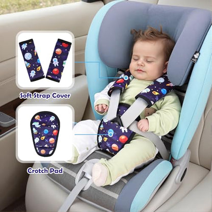 3 Pcs Car Seat Stroller Straps Pads for Baby, Newborn Soft Shoulder Strap and Crotch Covers, Universal Shoulder Straps Pads for Car Seat, Pushchair, High Chair (Starry Sky) - color: Starry Sky