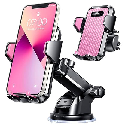 VANMASS【85+LBS Strongest Suction & Military-Grade Ultimate Car Phone Mount【Patent & Safety Certs】 Cell Phone Holder for Dash Windshield Vent for iPhone 17 Pro Max Automobile Accessory Kits,Light Pink - color: Light Pink