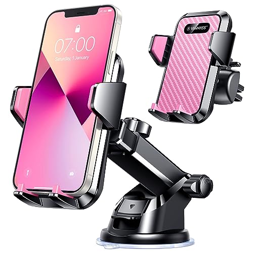VANMASS【85+LBS Strongest Suction & Military-Grade Ultimate Car Phone Mount【Patent & Safety Certs】 Cell Phone Holder for Dash Windshield Vent for iPhone 17 Pro Max Automobile Accessory Kits,Light Pink - color: Light Pink