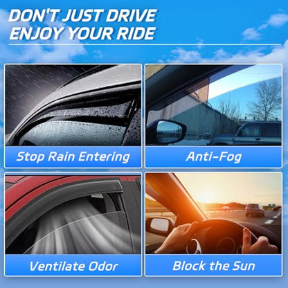 Window Visors Rain Guards Fit for 2009-2019 Ford Flex, Outside Mount Wind Deflector Shade, Tape-on Smoke Tinted Vent Visor Shields, 2010 2011 2012 2013 2014 2015 2016 2017 2018 - size: For 2009-2019 Flex