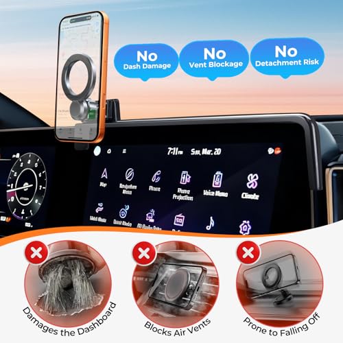 Car Phone Holder for KIA NIRO/EV/Hybrid 2026 2025 2024 2023 (Only for 8/10.25-Inch Screen) 360° Rotation Magnetic Cell Phone Mount, Compatible with Magsafe, Does Not Affect Air Vent - style: Fit for 2023-2026 Niro/EV/Hybrid, 8/10.25-Inch