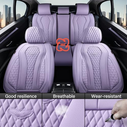 Coverado Car Seat Covers Full Set, Purple Seat Covers, Automotive Car Seat Cover, Car Seat Cushion, Car Seat Covers Front Seats Back Seat Covers, Car Seat Protector Universal Fit Most Cars - color: Purple, size: FullSet