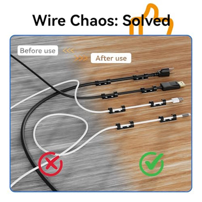 CableGeeker 50Pcs Adhesive Cable Clips, Cord Management Clips Wire Holders for Cords Cable Holder Clip Cable Management Clips for Under Desk/Car/Wall/TV/PC/Ethernet Cable (Black) - style: Adhesive Round Cable Clips 50Pcs