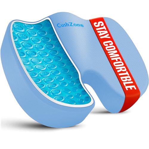 Office Chair Seat Cushion, Cooling Gel Enhanced Memory Foam Cushion for Long Sitting - Back, Sciatica, Coccyx, Tailbone Pain Relief Pillow - for Office, Gaming, Car, Wheelchair - Light Blue, X-Large - color: Light Blue, size: X-Large