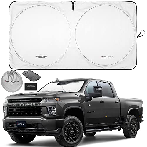 Autoamerics 1-Piece Windshield Sun Shade Standard Silver Foldable Car Front Window Sunshade for Most Cars SUV Truck - Heat Blocker Visor Protector Blocks Max UV Rays and Keeps Your Vehicle Cool Large - color: Standard Silver, size: LARGE = 64 x 33.5 inche