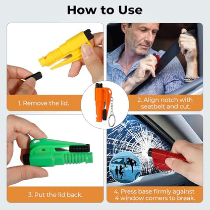 PIFOOG 12 Pcs Car Window Breaker Keychain Tool Seatbelt Cutter 3 in 1 Emergency Escape Tools Glass Breakers Seat Belt Cutters Whistle Mini Auto Safety Rescue me Breaking Kit 6 Colors - color: 12 Pcs