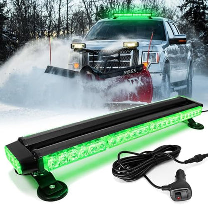 26'' 56 LED Emergency Strobe Rooftop Flashing Light Bar, Double Side Hazard Warning Beacon Safety Lights w/Magnetic for Tow Vehicles Firefighter Cars Trucks Traffic Security, Green - color: Green, size: 26''