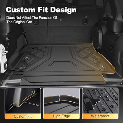 Cargo Mat fit for 2018-2026 Jeep Wrangler JL 4X4 with OEM Subwoofer, All-Weather Guard Trunk Mat Cargo Liners Heavy Duty Waterproof Odorless Durable Wrangler JL 4 Door - NOT FIT 4XE OR JK - style: 7) for Jeep Wrangler JL With Subwoofer 2018-2026 Cargo Lin