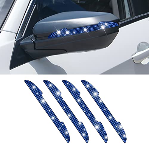 4 PCS Bling Rhinestone Car Door Handle Scratch Protector, Universal for All Cars, Vehicles, SUVs, Car Side Rearview Mirror, Car Door Edge Guard, Car Exterior Accessories for Women Men (Blue) - color: Blue