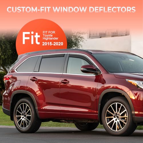 in-Channel Rain Guards Compatible with Toyota Highlander 2014 2015 2016 2017 2018 2019, Durable Side Windows Rain Guard, Wind Deflectors, Window Deflectors Black 4 PCS - size: 2014-2019 Toyota Highlander (In-Channel)