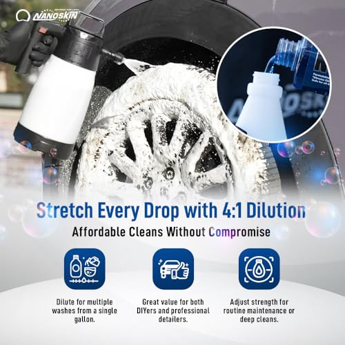 Nanoskin NON ACID Professional Wheel & Tire Cleaner 16 oz – Works with Tire Brush | Car Wash Cleaning Spray for Car Detailing | Removes Brake Dust, Oil, Dirt, Light Corrosion - size: 16 Fl Oz (Pack of 1)