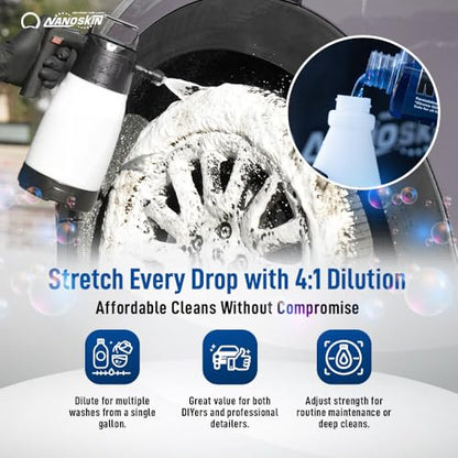 Nanoskin Non Acid Professional Wheel & Tire Cleaner 1 Gallon – Works with Brush | Car Wash Cleaning Spray for Detailing | Removes Brake Dust, Oil, Dirt, Light Corrosion - size: 128 Fl Oz (Pack of 1)