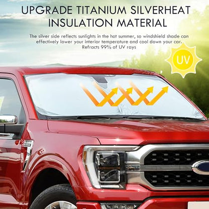 Ford Expedition Windshield Sun Shade, Custom Fit Foldable Front Window Sunshade Visor, Reflective UV and Heat Block Interior Protector, Fits 1997–2024 Models - size: For Ford Expedition 2018-2025
