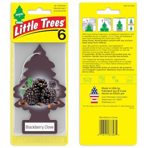 LITTLE TREES Car Air Freshener | Hanging Tree Provides Long Lasting Scent for Auto and Home | 24 Air Fresheners |Blackberry Clove - color: Blackberry Clove