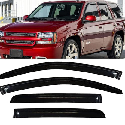 Wensdy 4pcs Side Window Wind Deflectors,Outside Mount Shade Sun rain Guards,Dark Smoke Visors for 2002-2009 Chevy Trailblazer/GMC Envoy, 94733 - size: 02-09 Trailblazer/Envoy