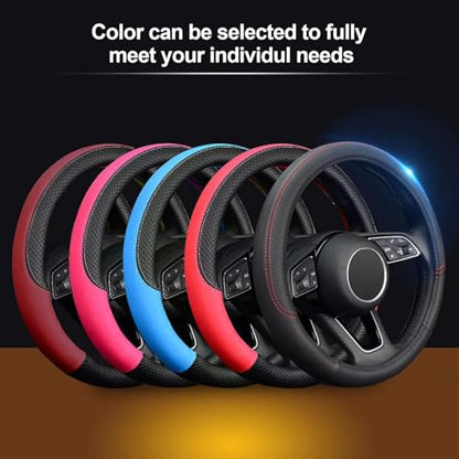 LABBYWAY Steering Wheel Cover, Universal Fit 15 Inch Microfiber Leather Car Wheel Protector, Anti-Slip, Black - color: black
